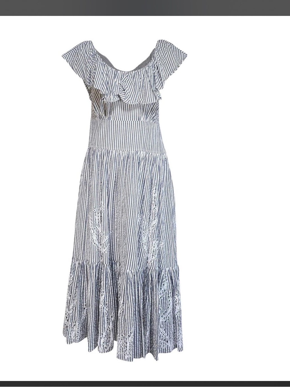 Tory Burch Blue & White Striped Maxi Dress